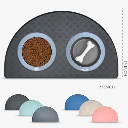 Grehge Ood Mat, Pet-Friendly Silicone Cat Dog Feeding Bowl Mat for Food and Water, Non-Slip/Waterproof Dog Food Mats