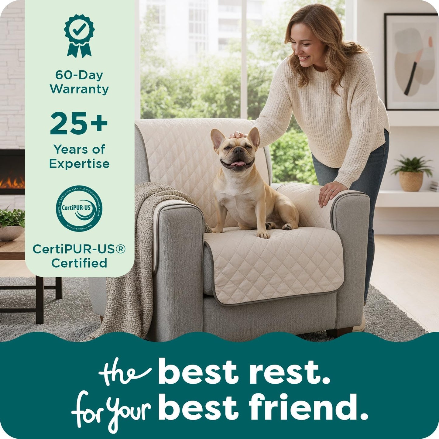 Water-Resistant Sofa Cover for Dogs & Cats, Reversible Couch Protector with Secure Straps and Pinsonic Quilted Fabric, Machine Washable Couch Cover, Large Sofa, Gray Mist