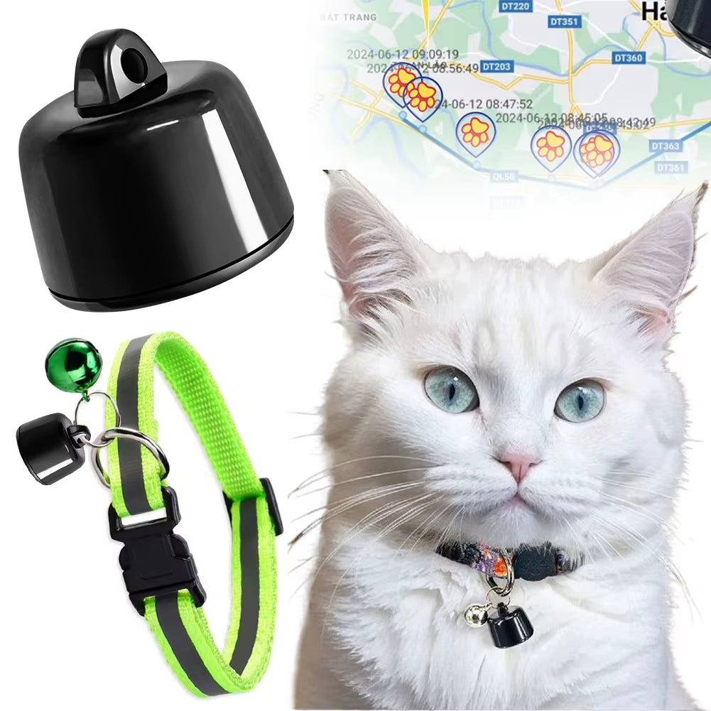 Mini GPS Tracker with Reflective Pattern Cat Tracker Collar Lightweight Cat Collar for Cats & Small Pets