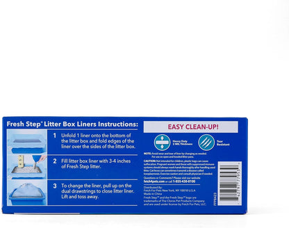 Drawstring Cat Litter Box Liners, Fresh Scent - Kitty Litter Bags for Rectangle or Oval Large Litterboxes, Size Large, 30" X 17" - 7 Count