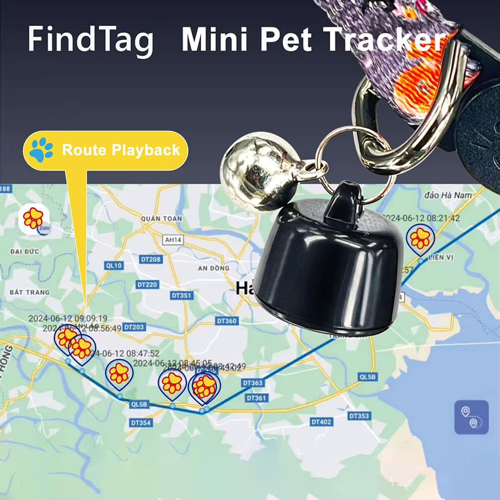 Mini GPS Tracker with Reflective Pattern Cat Tracker Collar Lightweight Cat Collar for Cats & Small Pets
