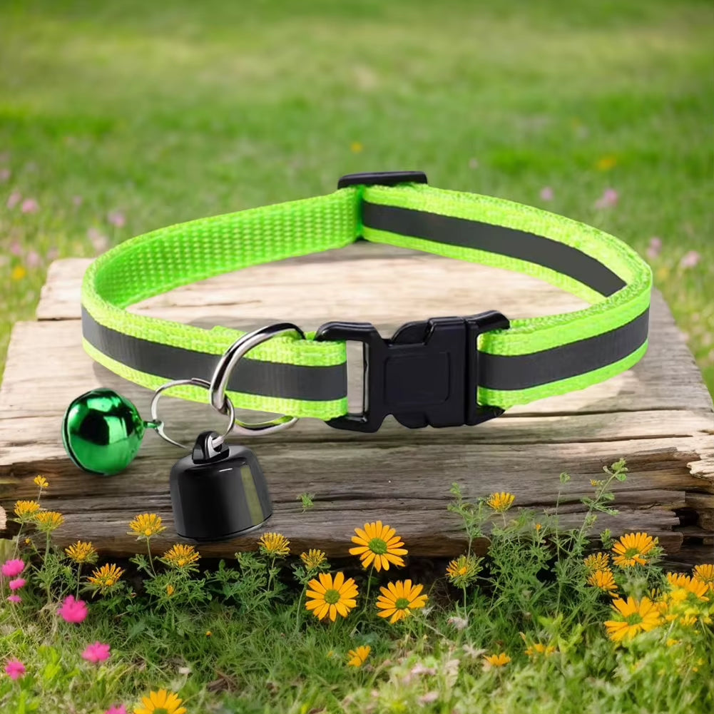 Mini GPS Tracker with Reflective Pattern Cat Tracker Collar Lightweight Cat Collar for Cats & Small Pets